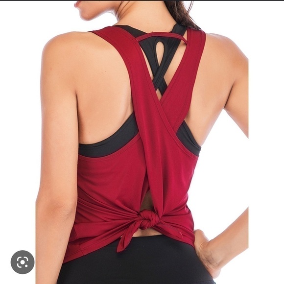 Athleta Tank Top Essence Tie Back Crewneck Pullover Cross Racerback Sleeveless - Picture 4 of 15